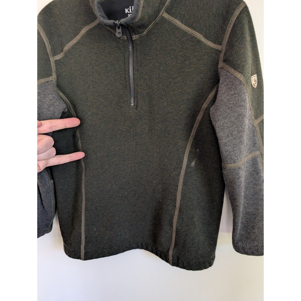 KUHL Kashmira Quarter Zip Fleece Sweater Kids Boys XS 5-6 Green Gorpcore Camping - Picture 8 of 10